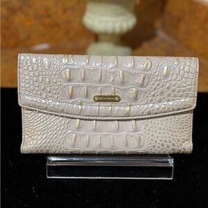 Brahmin Beige Crocodile Embossed Clutch, GUC